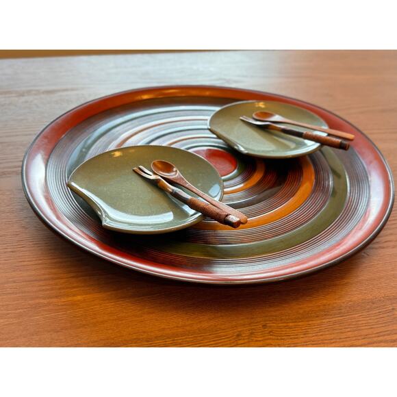 15in Vintage Japanese Urushi Lacquer Wooden Tray (Kagawa Shikki / Obon) - Picture 4 of 12